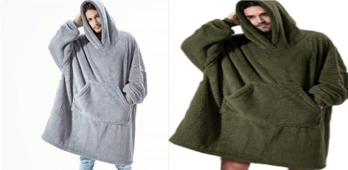 Light Gray & Olive Green Hoodie Set / One Size