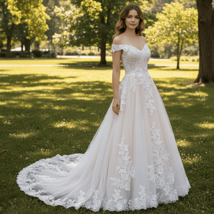 Wedding Dresses for Bride Off Shoulder A-Line Bridal Dress - Rosymae