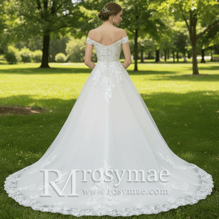 Wedding Dresses for Bride Off Shoulder A-Line Bridal Dress - Rosymae