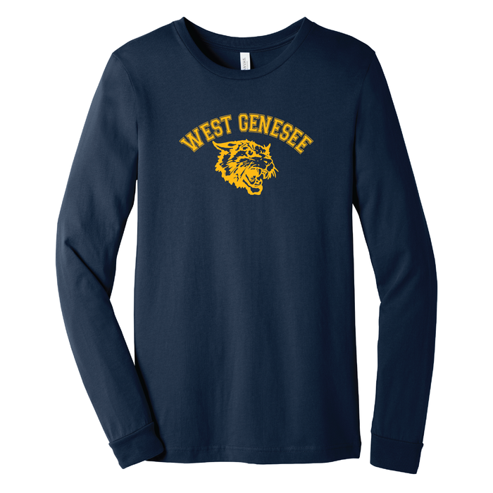 West Genesee Wildcats Arch Logo Mascot Long Sleeve T-Shirt