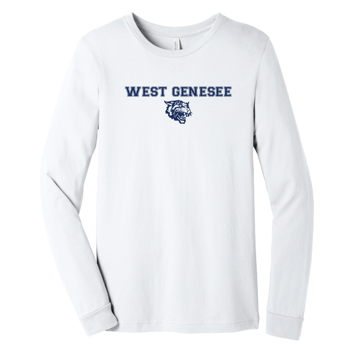 West Genesee Wildcats Arch Logo Mascot Long Sleeve T-Shirt