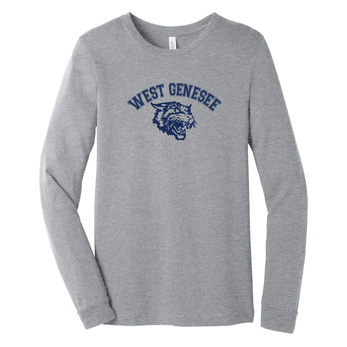 West Genesee Wildcats Arch Logo Mascot Long Sleeve T-Shirt