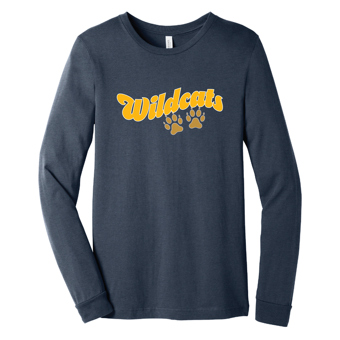 West Genesee Wildcats Paw Prints Script Long Sleeve T-Shirt