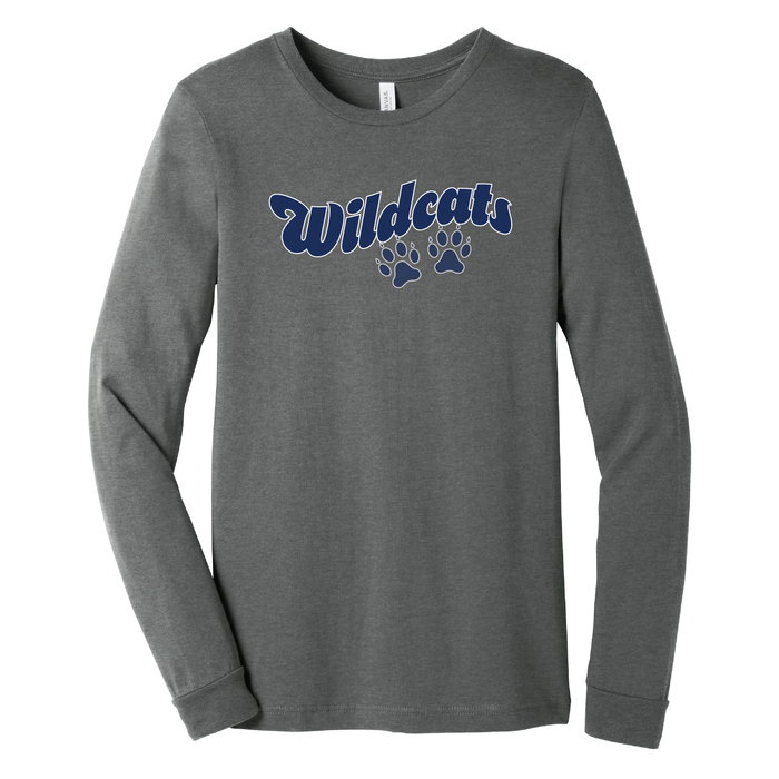 West Genesee Wildcats Paw Prints Script Long Sleeve T-Shirt