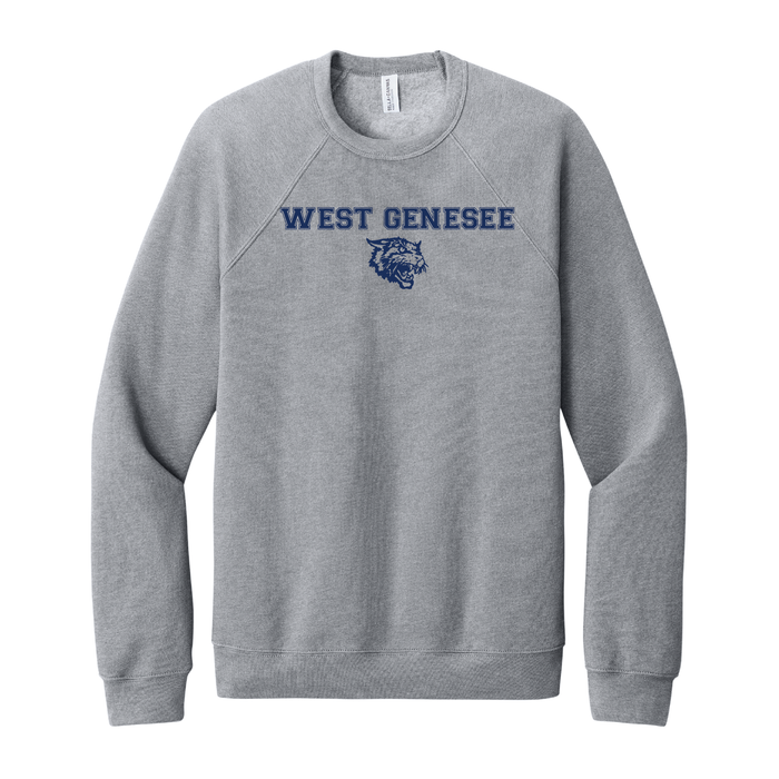 West Genesee Wildcats Text & Mascot Logo Crewneck Sweatshirt