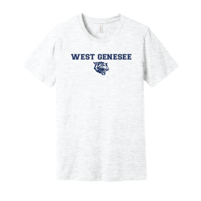 West Genesee Wildcats Text & Mascot Logo T-Shirt