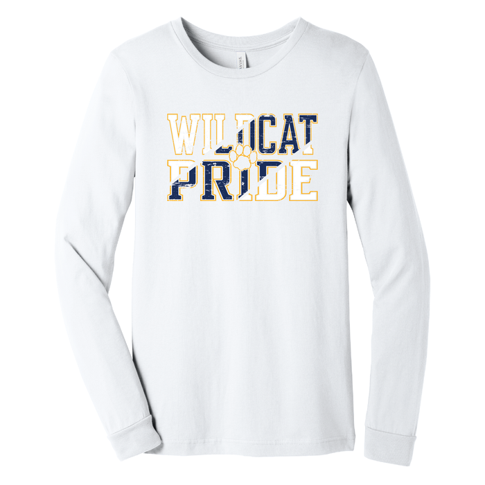 West Genesee Wildcats “Wildcat Pride” Distressed Front Print Long Sleeve T-Shirt