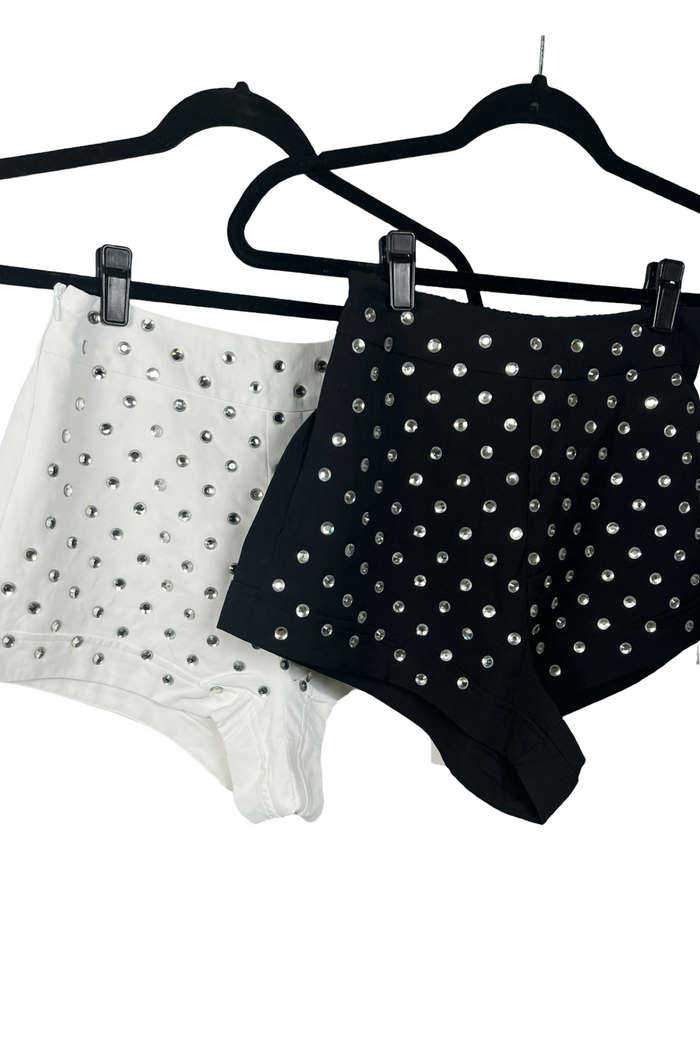Style the Black Crystal Embellished Shorts exclusively at Born To Glam