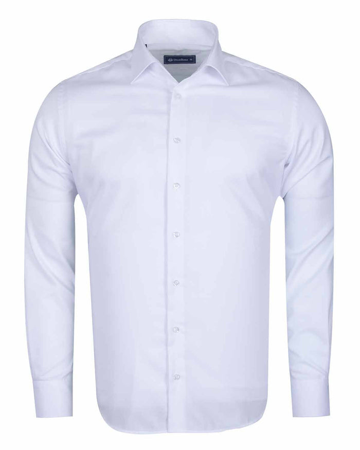 White Non Iron Casual Plain Shirt-Makrom