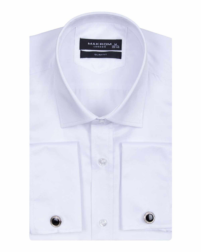 White Plain Double Cuff Shirt-Makrom
