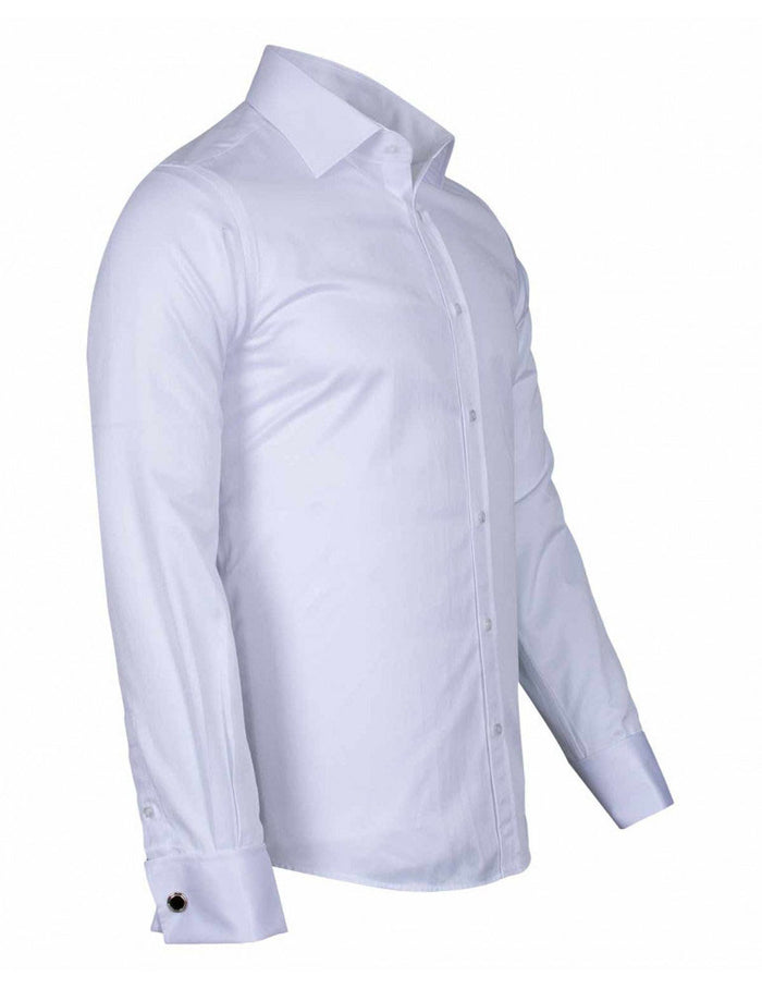 White Plain Double Cuff Shirt-Makrom