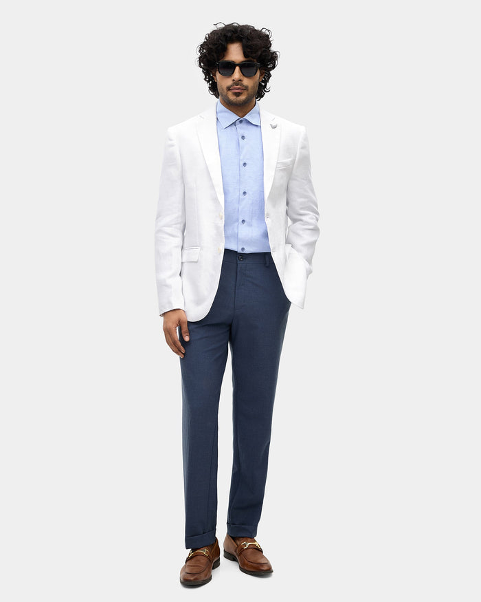 White Solid Blazer - Maddie