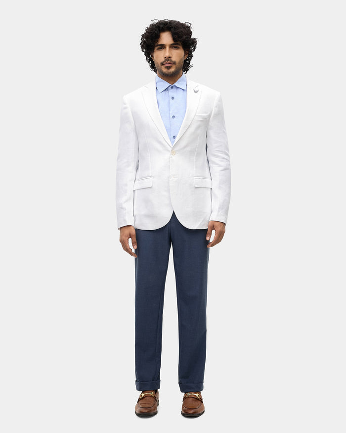 White Solid Blazer - Maddie