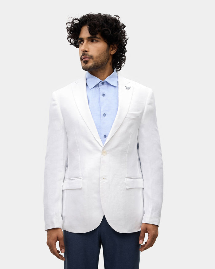 White Solid Blazer - Maddie