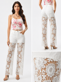 White Stretch Lace Panel Jeans - Born To Glam