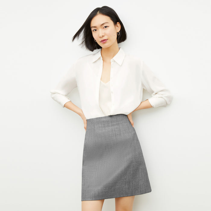 Front image of a woman wearing the Whitney Skirt in Black / White | Lead
