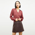 Front image of a woman wearing the Whitney Skirt in Brown | Lead