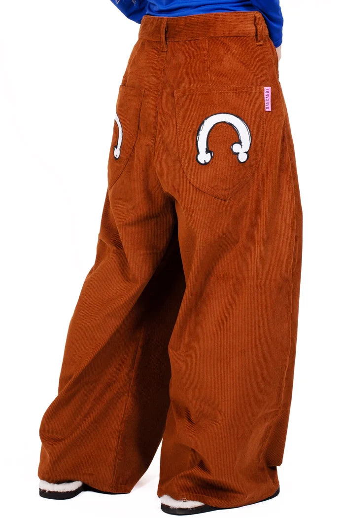 MANCANDY Corduroy Wide Pants in heavyweight mocha corduroy featuring an exaggerated wide-leg silhouette and five-pocket construction.