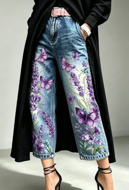 Dark Denim / Purple Floral / S