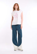 Wide-Leg Pants with Two-Tone Design