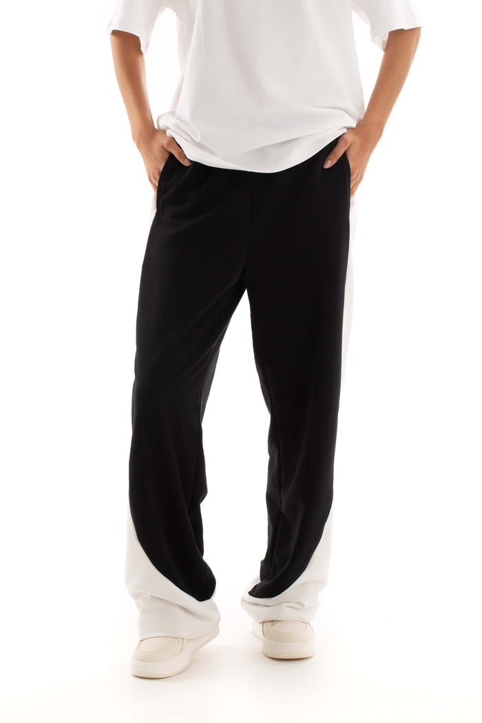 Wide-Leg Pants with Two-Tone Design