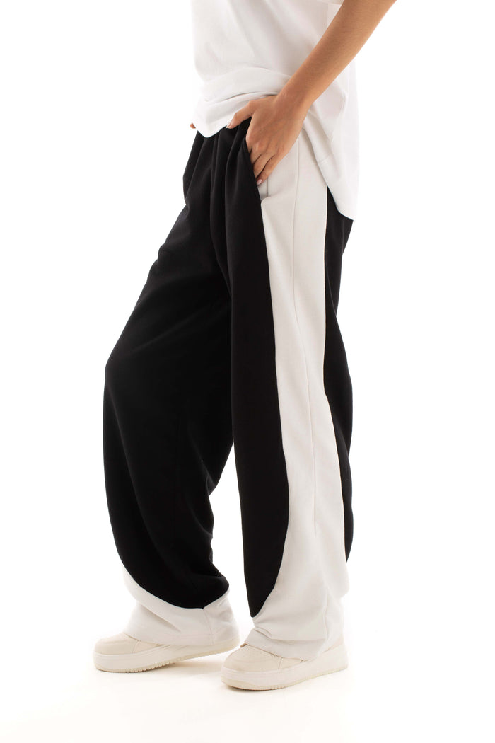 Wide-Leg Pants with Two-Tone Design