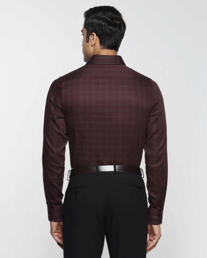 Wine Red Check Shirt - Axton