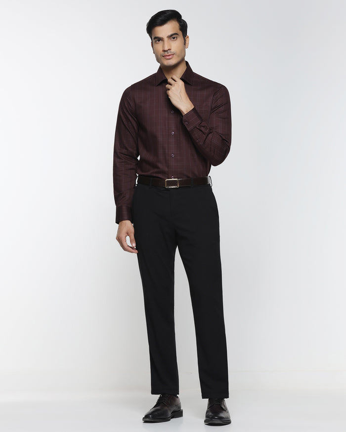 Wine Red Check Shirt - Axton