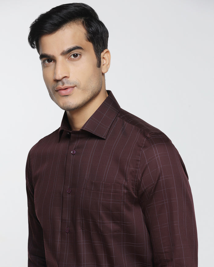 Wine Red Check Shirt - Axton
