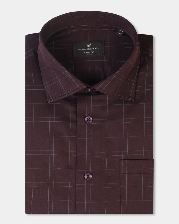 Wine Red Check Shirt - Axton