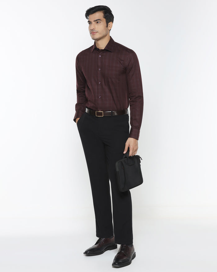 Wine Red Check Shirt - Axton