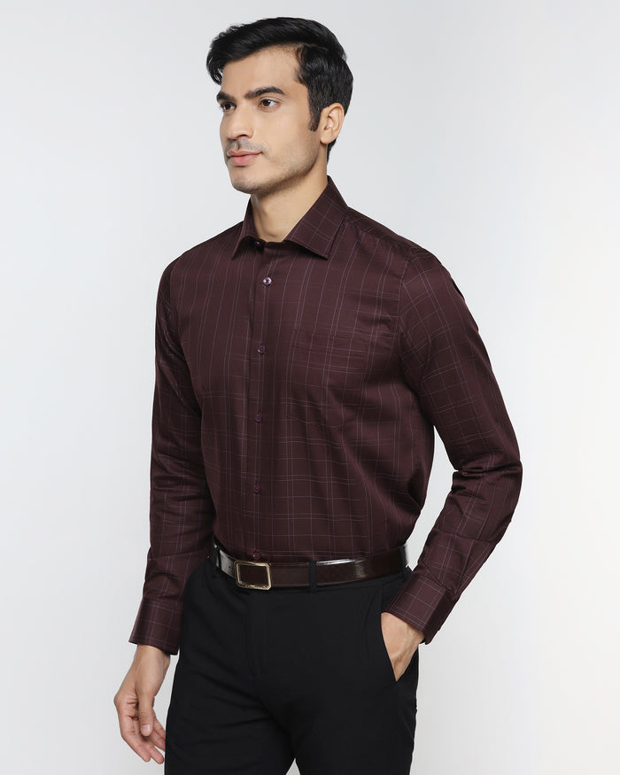 Wine Red Check Shirt - Axton