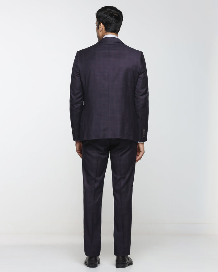 Wine Two Piece Check Suit - Lasow