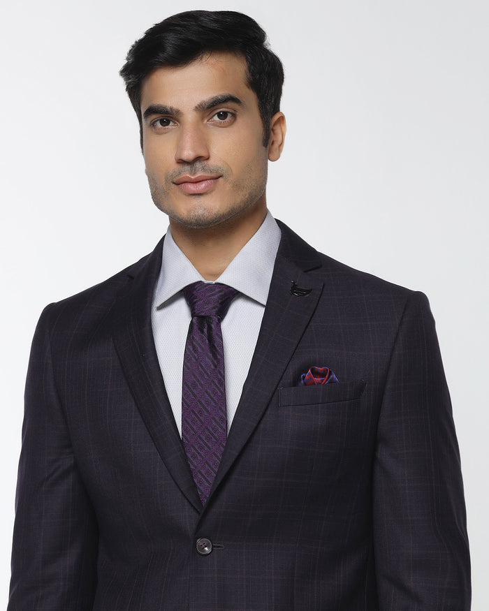 Wine Two Piece Check Suit - Lasow