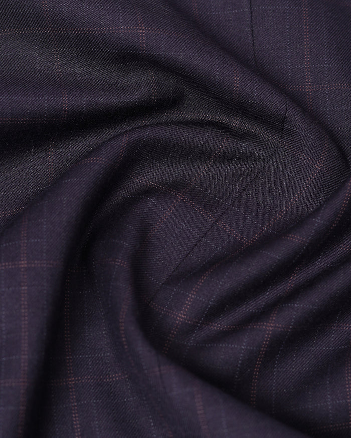 Wine Two Piece Check Suit - Lasow