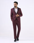 Wine Two Piece Textured Suit - Zame