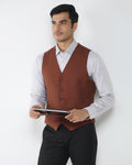 Wine V-Neck Solid Waistcoat - Oslo