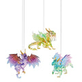 Winged Dragon Glass Ornaments Set of 3