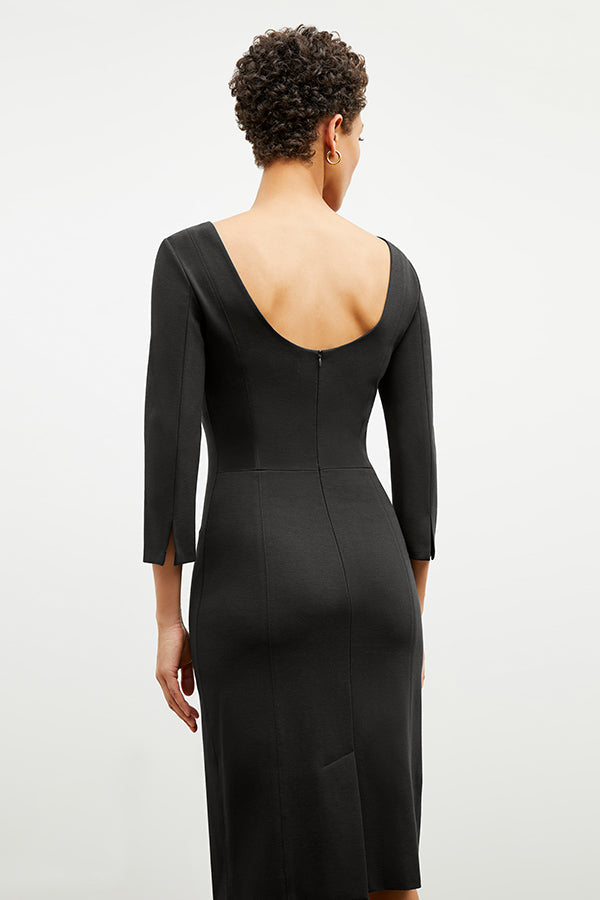 Back image of a woman wearing the winston dress in black | Exclude | Grid Hover