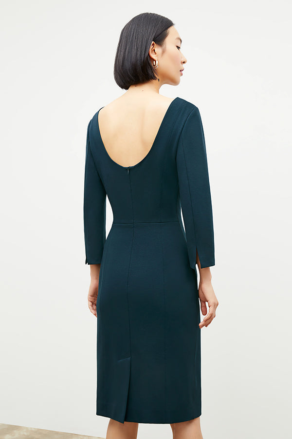 Back image of a woman wearing the Winston Dress in Deep Sea | Grid Hover | Exclude