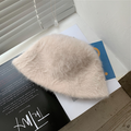 Winter women's fashion Solid color rabbit fur hat bucket cap - foxberryparkproducts
