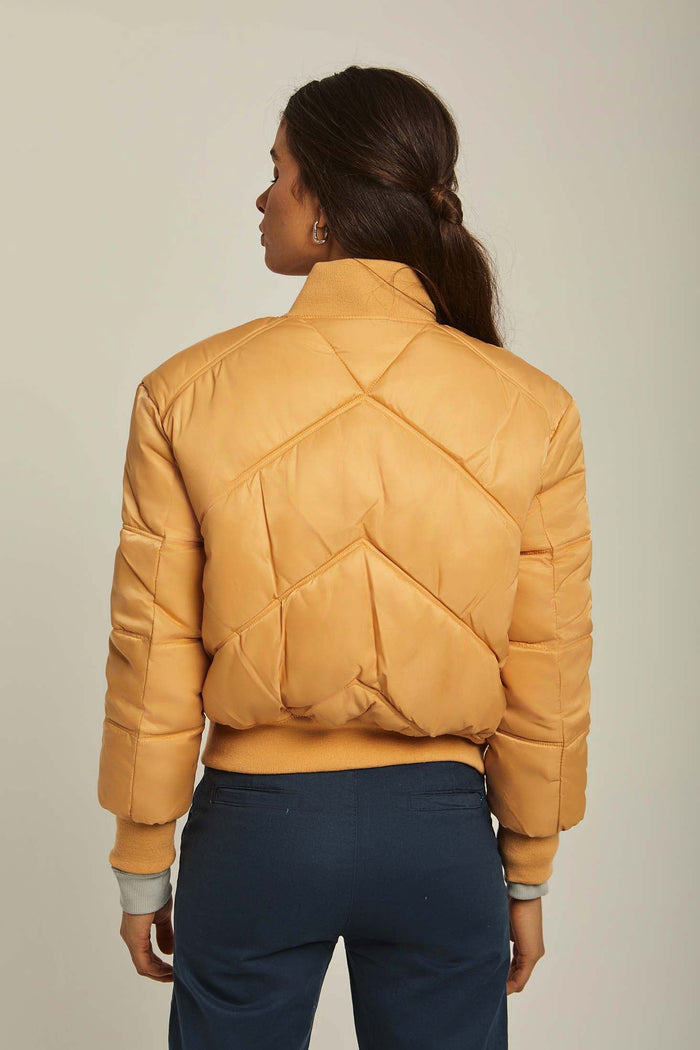 Women Jacket Long Loose Bomber Beige
