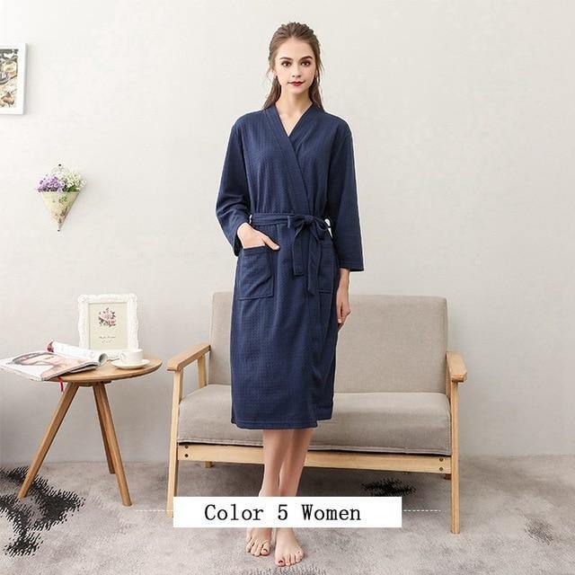 Women Men Bath Robe Waffle Shower Robe Male Female - foxberryparkproducts