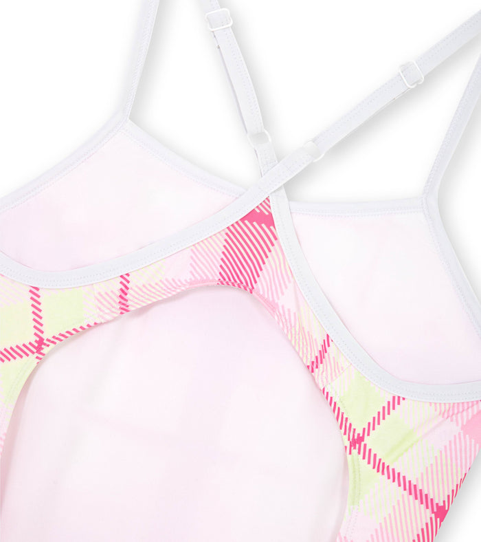 women's active back plaid swimsuit/pink - deboer swim