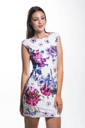 Women's Boat Neck White Autumn Fashion Dress - foxberryparkproducts