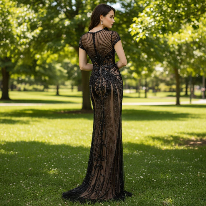Women's Capped Sleeve Formal Dresses Evening Gowns - Rosymae