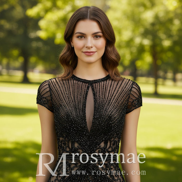 Women's Capped Sleeve Formal Dresses Evening Gowns - Rosymae