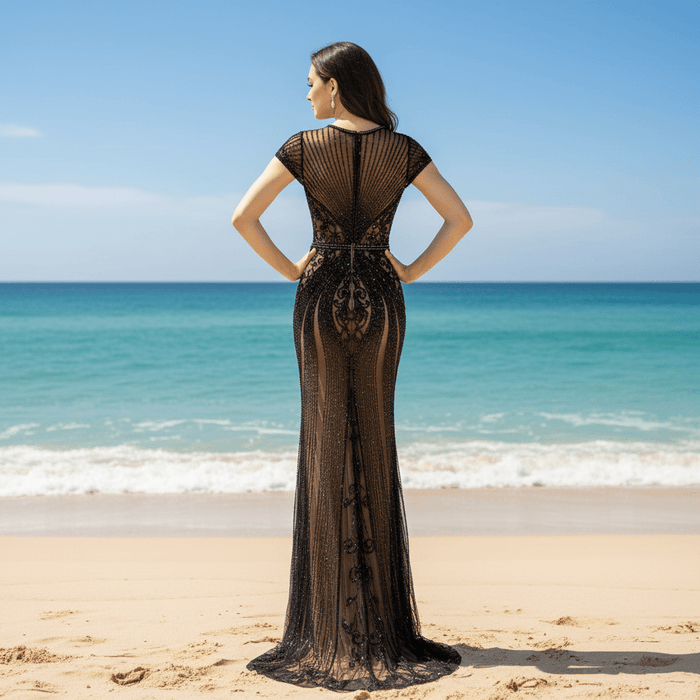 Women's Capped Sleeve Formal Dresses Evening Gowns - Rosymae