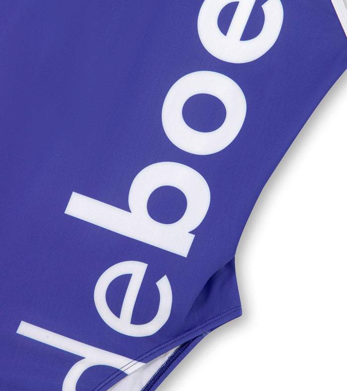 women's open back big logo/iris - deboer swim