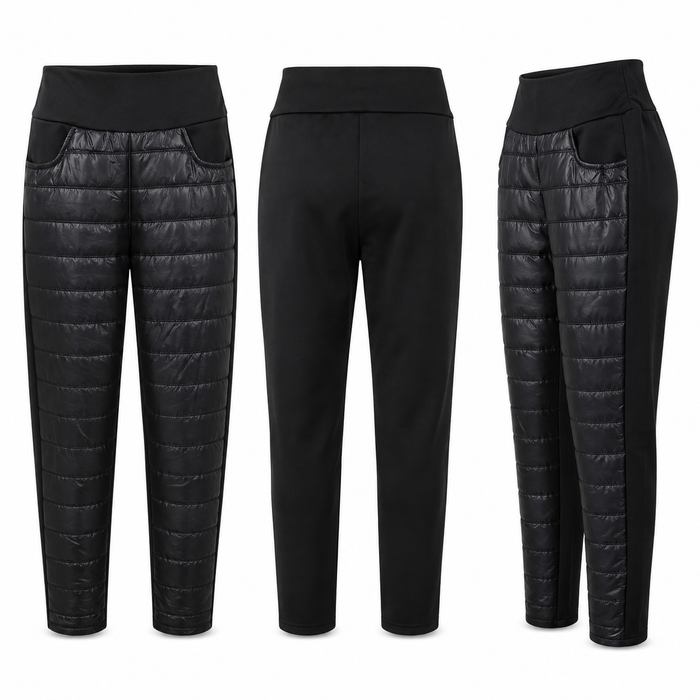 Women's Quilted Pants - High Waist Pencil Trouser Style